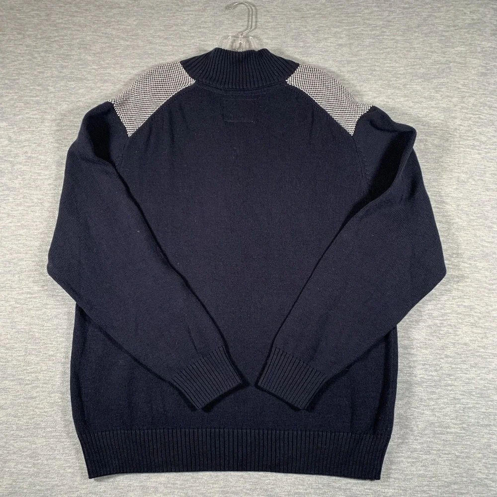 Weatherproof Vintage Sweater Mens XL Navy‎ Fair Isle 1/4 Zip Mock Neck Pullover